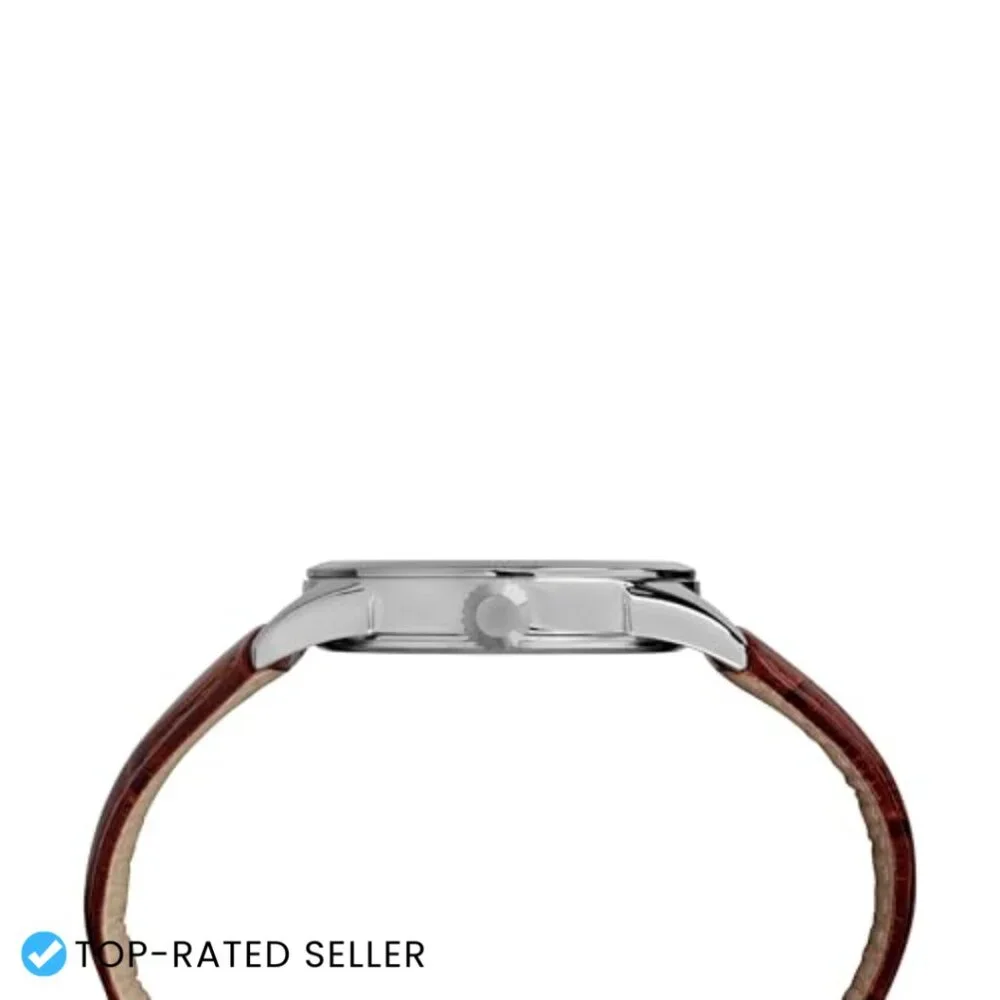 Classic Analog Watch Minimalist Style Easy Reader Dial Leather Strap
